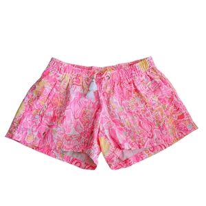 Lilly Pulitzer Pink Pout More Kini in the Keys 100% linen shorts size Small